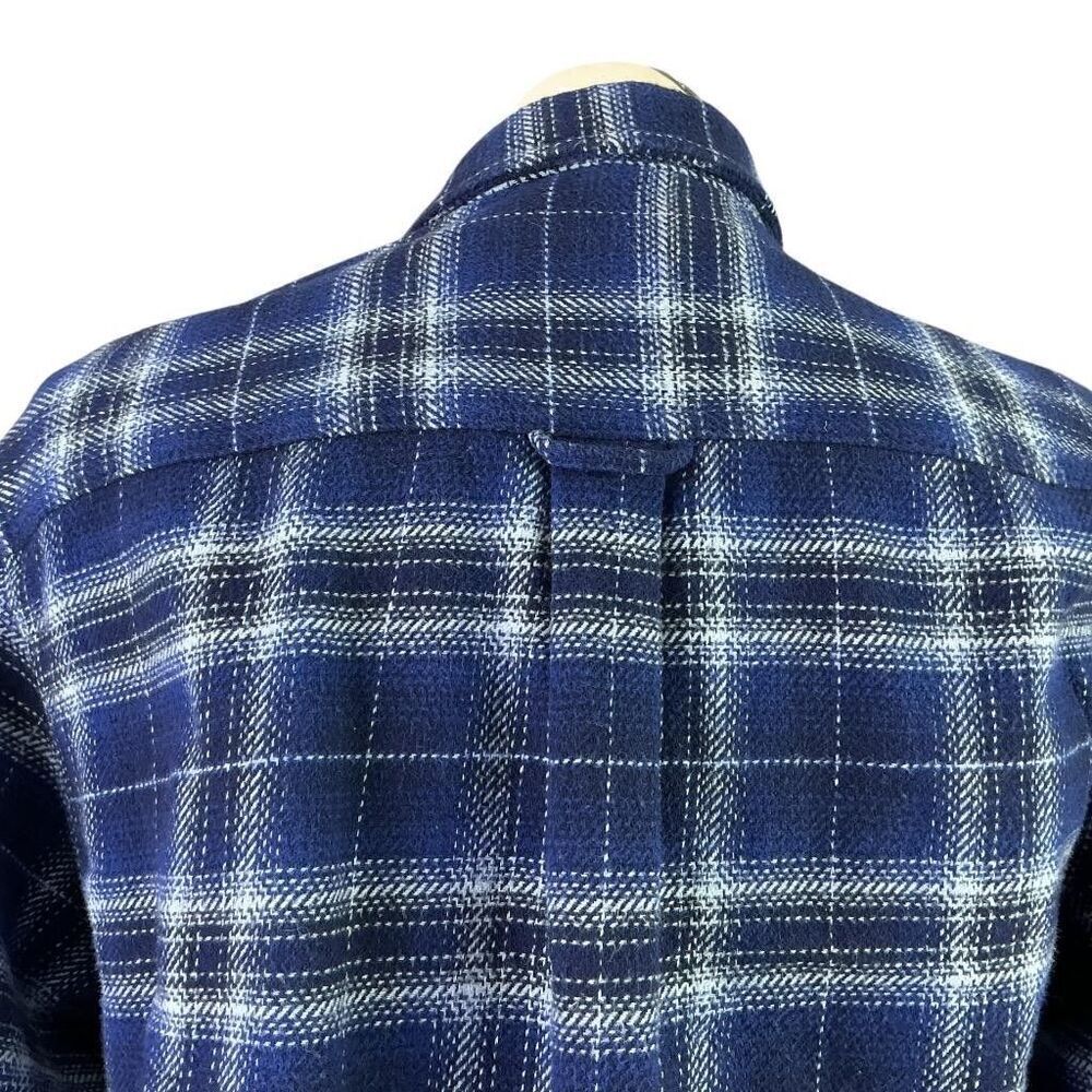 Woolrich Brawny Flannel Shirt Men XL Blue Plaid Button Long Sleeve Shacket - Picture 7 of 11